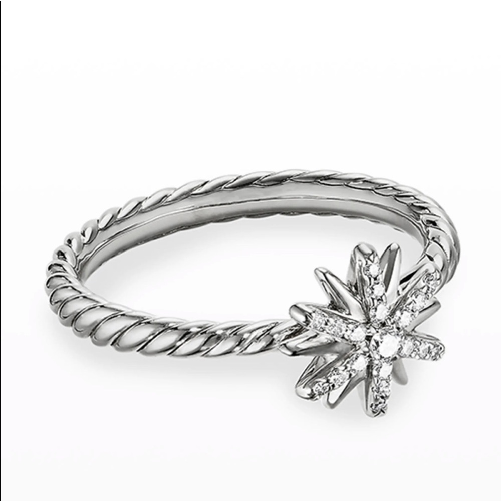 Petite Starburst Station Ring with Pave Starburst